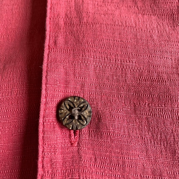 Caribbean Men's Silk Blend Red and Gray Button-Up Shirt, Size XLT - Picture 5 of 6